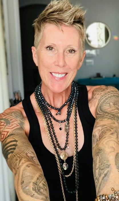 Customer wearing Katia Designs necklace